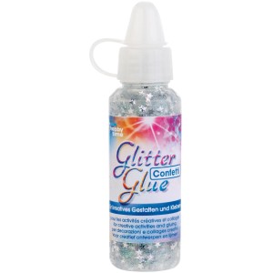 Bouteille de colle à paillettes avec étoiles argentées, 53ml, pour le bricolage créatif et la décoration.