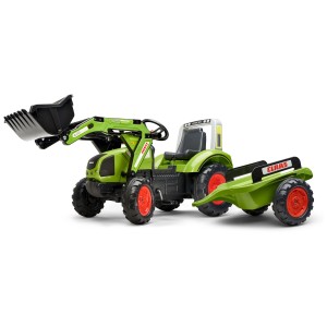 Falk Claas trattore XL con caricatore frontale e rimorchio, giocattolo per bambini