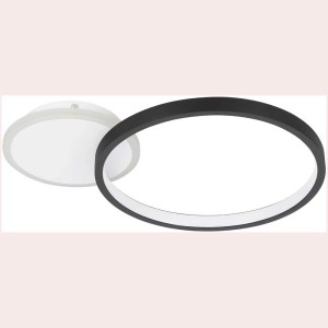 Plafonnier LED moderne Gafares en blanc et noir, dimmable et avec température de couleur variable.