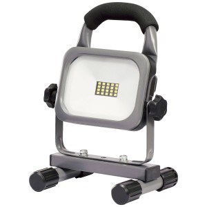 Faretto da lavoro a LED a batteria Steffen, 15 W, grigio, con maniglia e supporto.