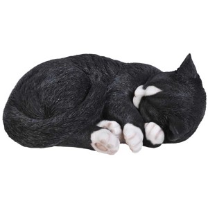 Gatto dormiente bianco e nero, decorazione giardino Vivid Arts, 23x30x13,5 cm.