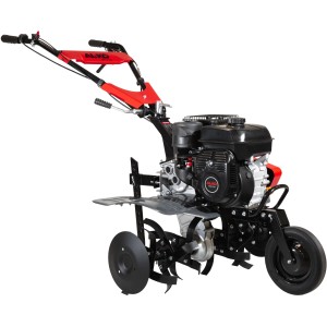 Motobineuse thermique Al-Ko MH 770 Comfort avec commandes rouges et moteur noir.