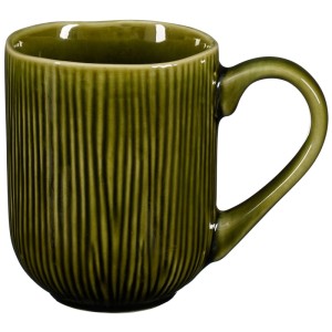 Tazza verde Mica Decorations Nusa, Ø 8,5 x 11 cm, stoviglie con motivo a coste verticali.