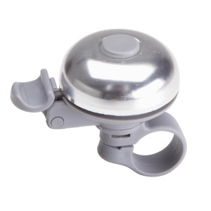 Campanello bici MTB Prophete grigio con copertura in alluminio lucido.