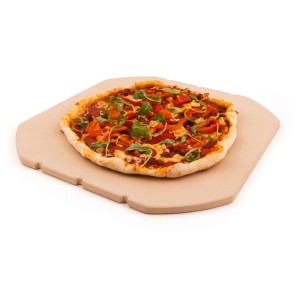 Broil King Pizzastein Cordierit mit Pizza, Grillutensil für knusprige Ergebnisse.
