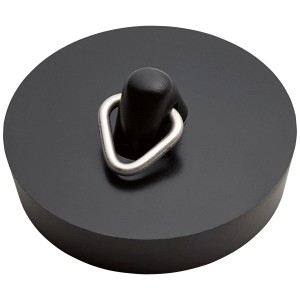 Tappo in gomma nero opaco (Ø 45,5 mm) con magnete per lavandini e vasche da bagno.