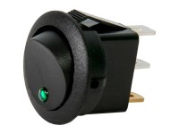 LED-Mini-Wippschalter Schwarz rund mit grüner LED