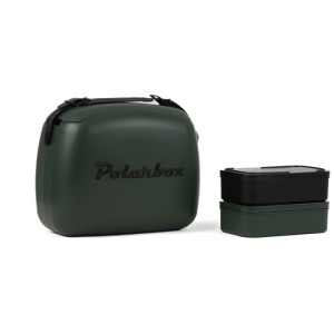 Polarbox Kühlbox Waldgrün-Schwarz 6 l mit 2 Frischhalte-Dosen.