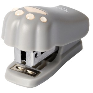 Mini agrafeuse Legami grise en forme de patte de chat. Agrafeuse compacte pour le bureau et les déplacements.