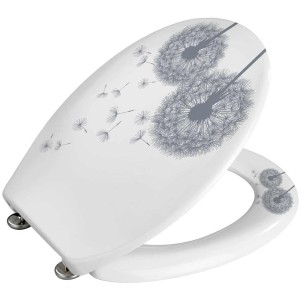 Wenko Sedile WC Astera con motivo a dente di leone e chiusura ammortizzata.