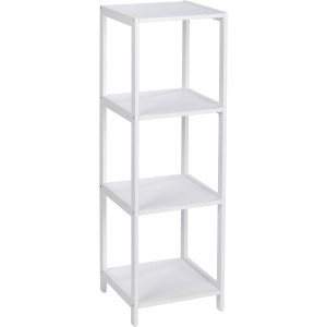 Étagère de salle de bain Wenko Oslo avec 4 étagères en bois massif laqué blanc, 112x36x36cm.