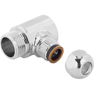 Raccord à compression en T, 10 mm, laiton chromé pour sanitaire.