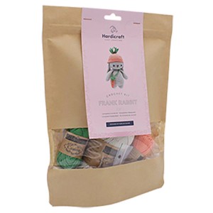 Hardicraft Kit uncinetto Coniglio Frank, cotone beige-arancio-verde, altezza ca. 16 cm.