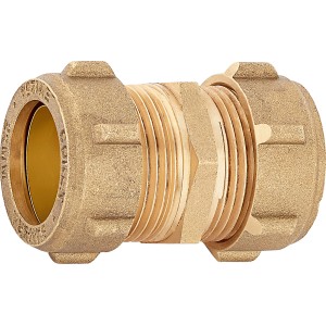 Raccordo a compressione in ottone, 37mm, per riscaldamento e idraulica, montaggio senza attrezzi.
