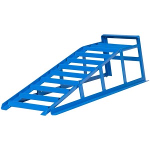 Rampa per auto Cartrend blu in acciaio, adatta per pneumatici fino a 225 mm di larghezza.