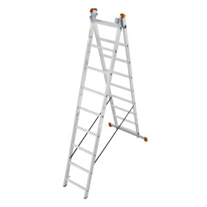 Scala multiuso a 3 sezioni Krause in alluminio con 3x9 gradini a forma di A.