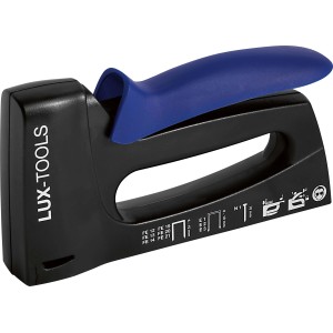 Cucitrice manuale LUX Comfort per graffette a filo fine e chiodi, blu/nero.