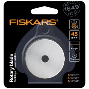 Lama rotante Fiskars, 45 mm, rivestita in carburo di titanio per forbici e taglierine rotative.