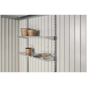 Ensemble d'étagères avec 2 tablettes pour abri de jardin, métal, pour une installation flexible.