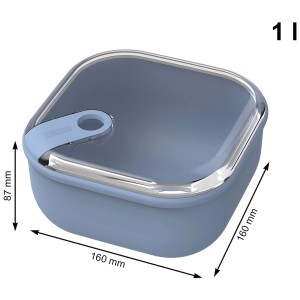 Contenitore per alimenti Rotho Ela Horizon Blue, 1 litro, quadrato, con coperchio trasparente.
