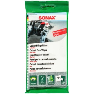 Sonax CockpitPflege-Tücher im Beutel, 10 Stück. Autopflege für Kunststoff, Holz und Gummi.