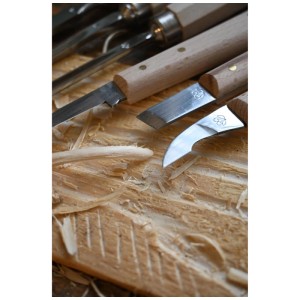 Jeu d'outils de sculpture Kirschen, 6 pièces, manche en bois, lames en acier pour le travail du bois fin.