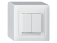 Hager Doppel-Aufputz-Druckschalter Kallysto Schema 3 + 3 Weiss