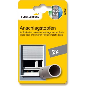 Butée de volet roulant Schellenberg, lot de 2, gris, 20x40mm, pour montage sur profilé de volet.