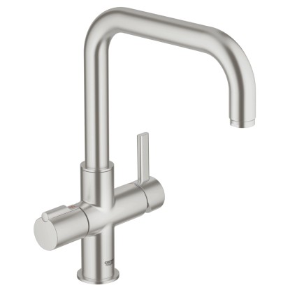 Grohe Mitigeur monolevier pour évier Red Duo Supersteel avec bec en C