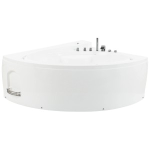 Baignoire d'angle balnéo Pelican blanche avec LED, 165x138 cm. Pure détente dans la salle de bain.