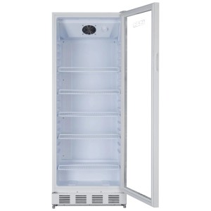 Frigorifero per bottiglie SPC FKS2804 bianco aperto con 5 ripiani. Ideale per conservare bevande.