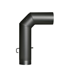 Firefix Rauchrohranschluss-Set, schwarz, Ø 150 mm, mit Reinigungsöffnung und Drosselklappe.