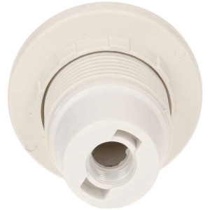Douille de lampe E14 blanche avec collerette et bague à vis pour installation de lampe.