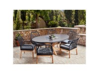 Beliani Gartenmöbel-Set Oristano Tisch mit 6 Stühlen Faserzement Dunkelgrau