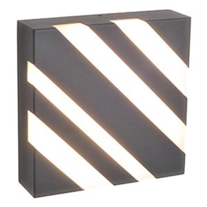 Applique murale LED carrée Mondilux Siena, 20x20 cm, anthracite avec bandes lumineuses diagonales.