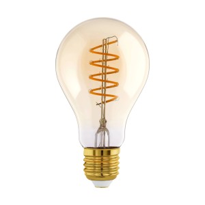 Lampadina LED Eglo E27 a globo, 4W, con luce bianca calda e filamento a vista.