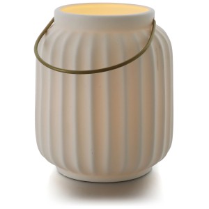 Cremefarbene Schlaraffenland LED Laterne Banda Outdoor, Ø 13 cm, Höhe 16 cm.