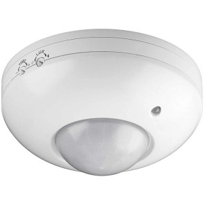 Rilevatore di movimento PIR a 360° bianco per montaggio a soffitto interno.