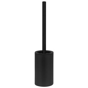 Set scopino WC Spirella Tube nero in gres con manico in acciaio inox.