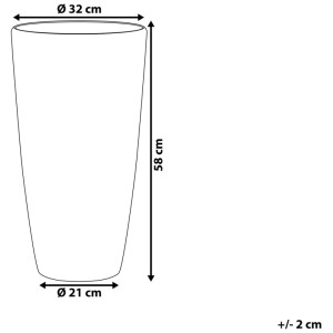 Schéma du pot de fleurs Beliani Tseria, blanc, Ø 32 cm, hauteur 58 cm, dimensions.