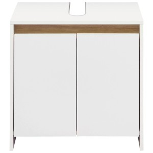Meuble sous-vasque Pelipal Quickset, blanc, avec deux portes et découpe siphon.