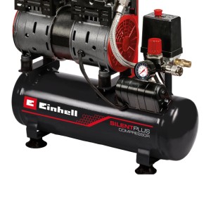 Einhell Compresseur TE-AC 6 Silent : Compresseur silencieux sans huile avec manomètre et réducteur de pression.