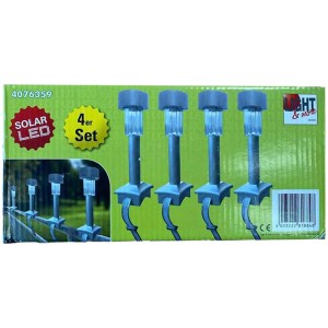 Lot de 4 lampes solaires LED avec clip pour balustrades de balcon, plastique gris.