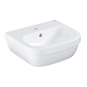Lavabo Grohe Euro Ceramic, bianco alpino, per montaggio a parete nel bagno degli ospiti.