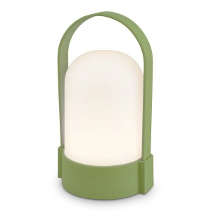 Lampada da tavolo a LED a batteria Brilo verde lime con maniglia, ideale per esterni.