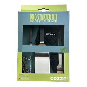 Cozze BBQ Starter Kit con pinze, spatola, spazzola e guanto per barbecue.