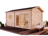 FinnTherm Gartensauna Genf-70 Naturbelassen 561 cm x 334 cm Wandstärke 70 mm FinnTherm Gartensauna Genf-70 Naturbelassen 561 cm x 334 cm Wandstärke 70 mm