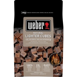 Weber cubes allume-feu brunes écologiques. Allume-feu en fibres de bois pour barbecues à charbon.