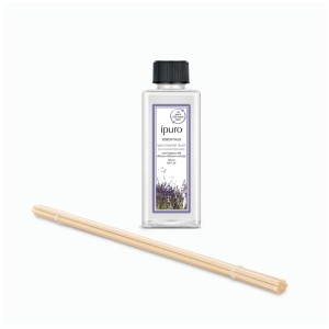 Ipuro Raumduft Refill Lavender Touch 200 ml mit 7 Diffuserstäbchen. Nachfüllflasche für entspannende Lavendel-Raumatmosphäre.
