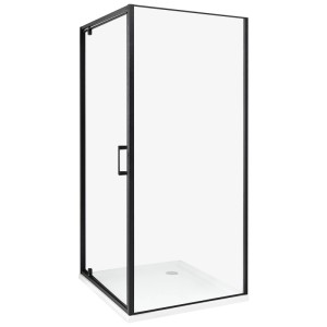 Beliani Cabine de douche Darli en verre transparent et noir 185 x 90 x 90 cm